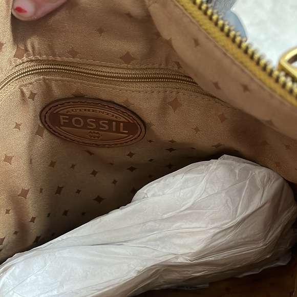 NWT SET FOSSIL EXPLORER CROSSBODY YELLOW LEATHER BAG & COIN PURSE/ID CARD HOLDER - Picture 5 of 7